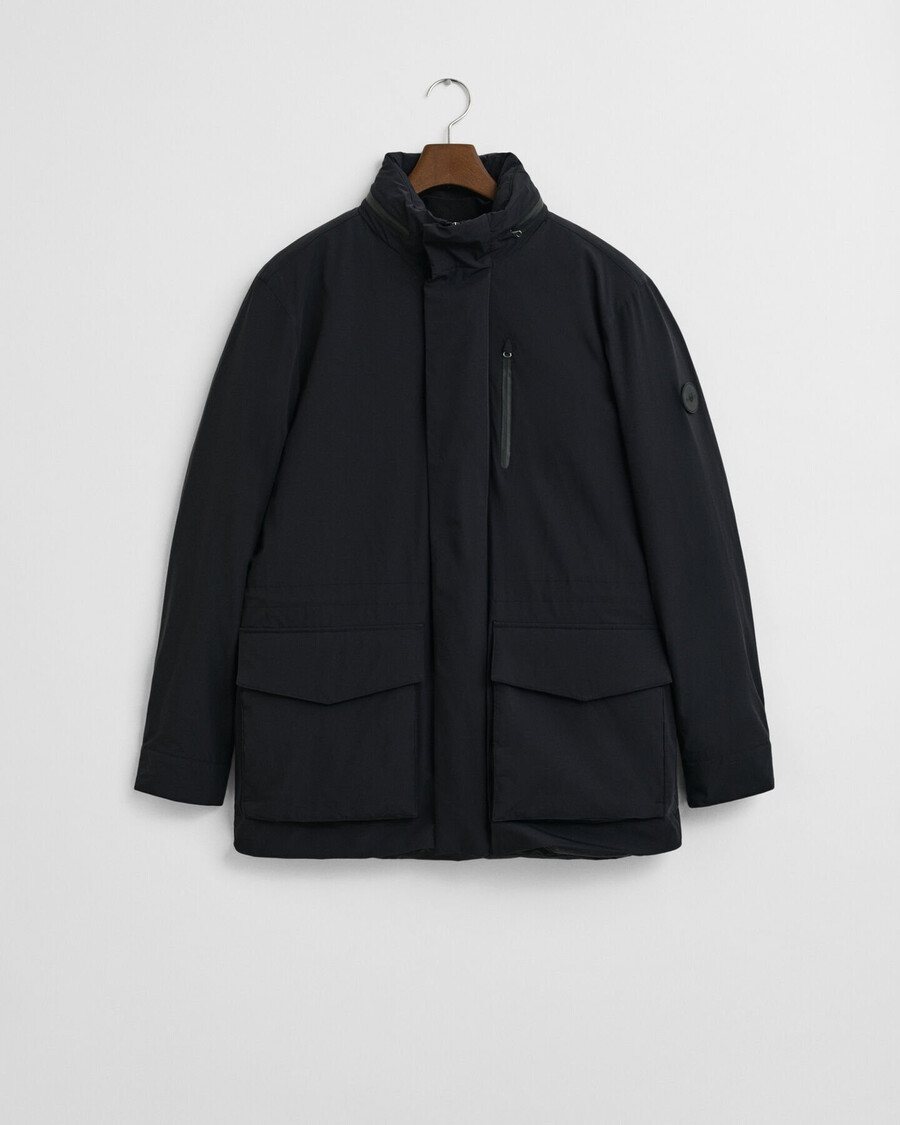 double mid length jacket - black