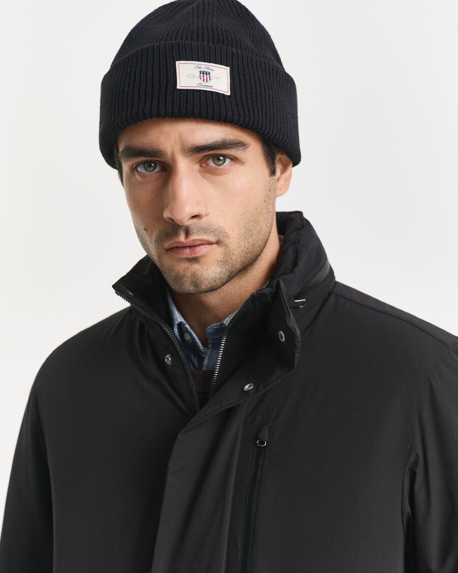 double mid length jacket - black