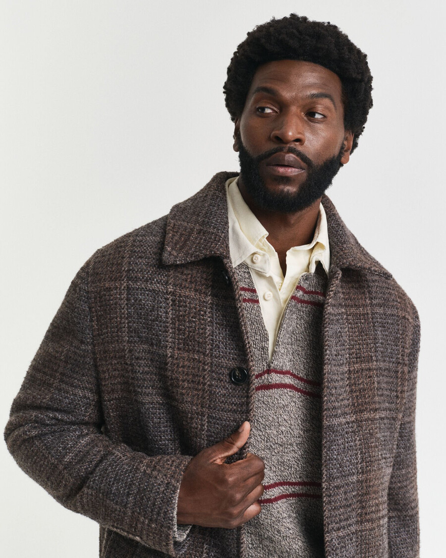 wool car coat - deep brown