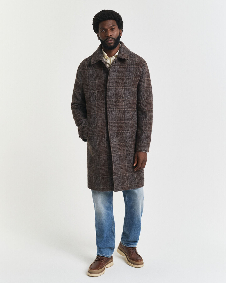 wool car coat - deep brown