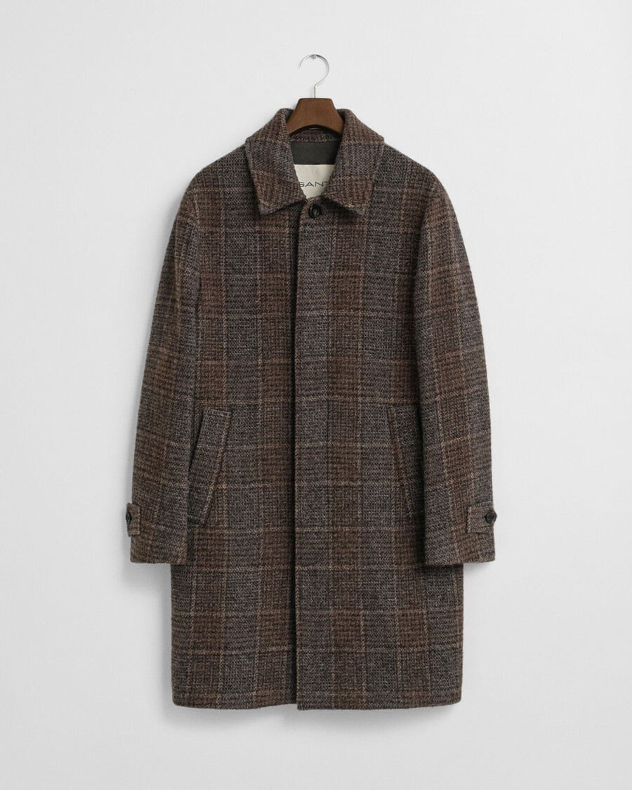 wool car coat - deep brown