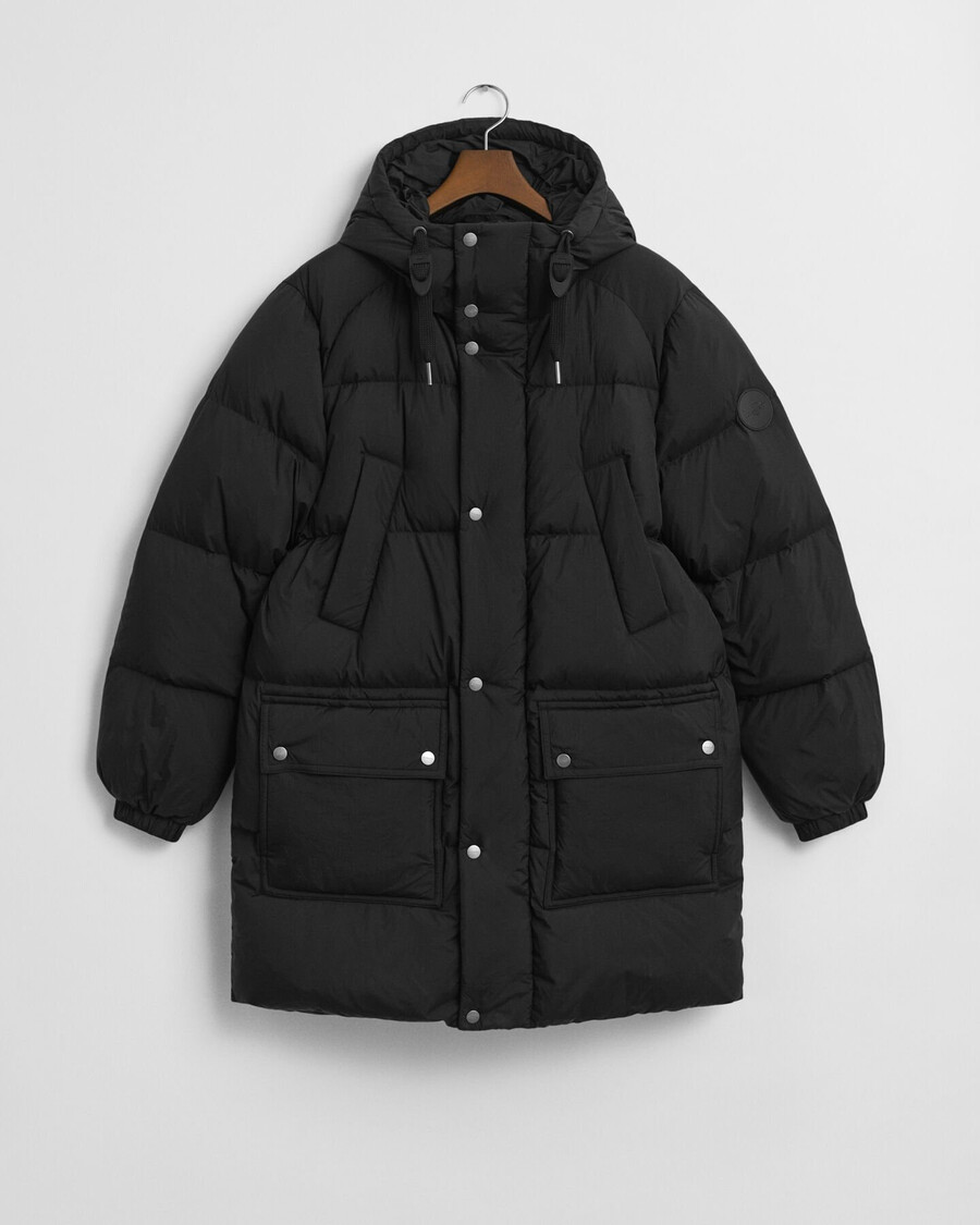 down puffer parka - black