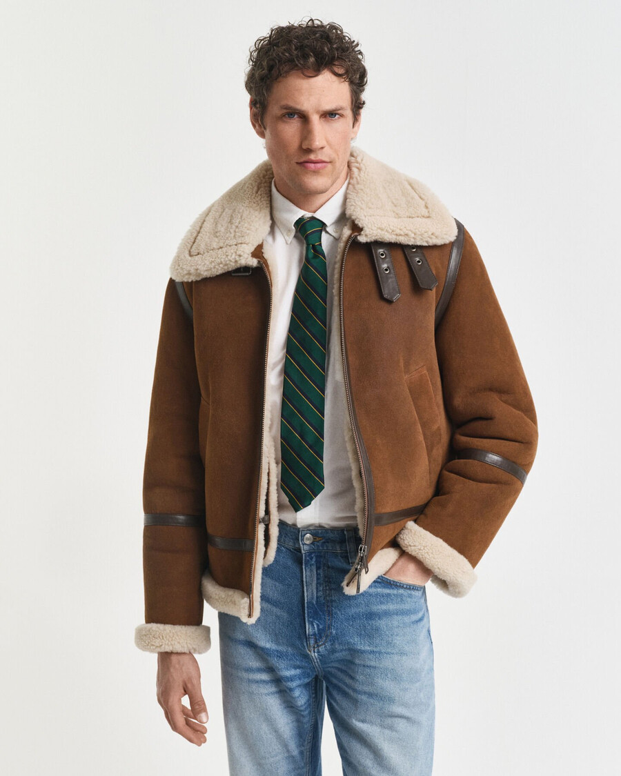 shearling jacket - mahogany brown