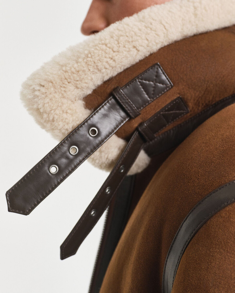 shearling jacket - mahogany brown