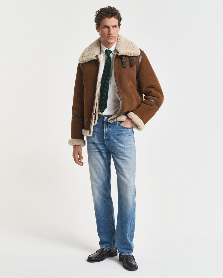 shearling jacket - mahogany brown