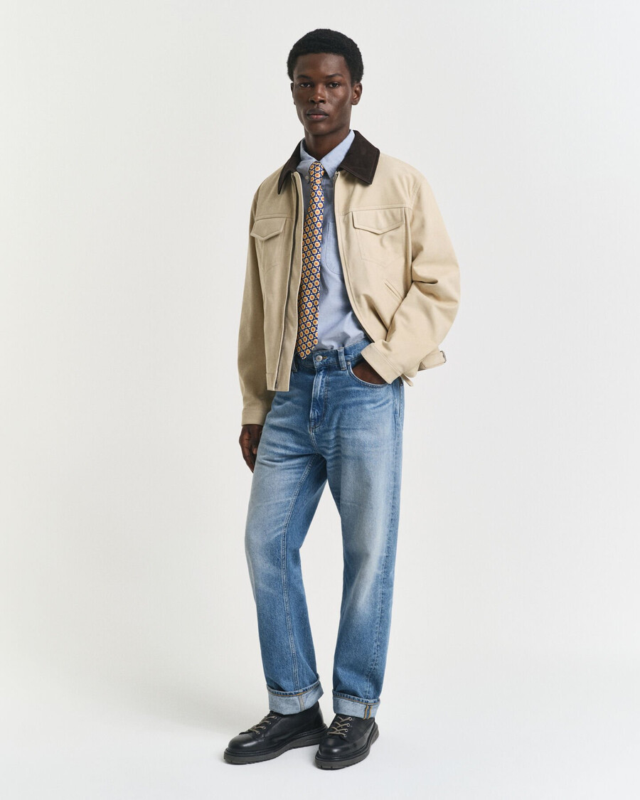 leather rodeo jacket - putty