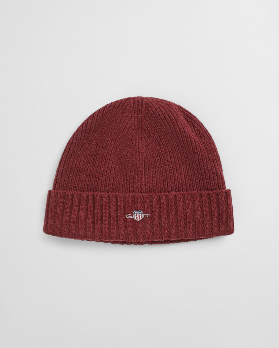shield wool beanie - plumped red