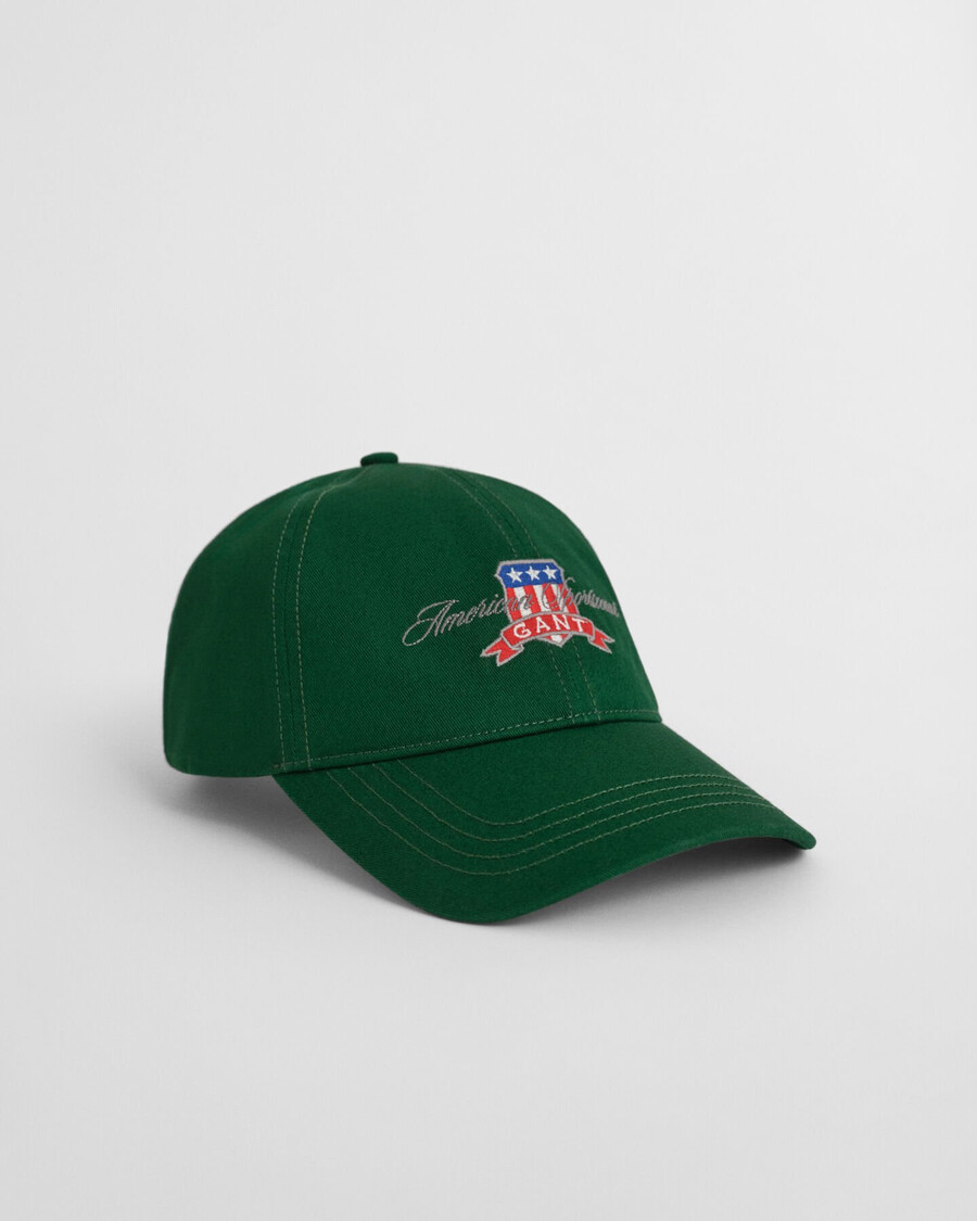 graphic cotton twill cap - forest green