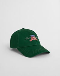 graphic cotton twill cap - forest green