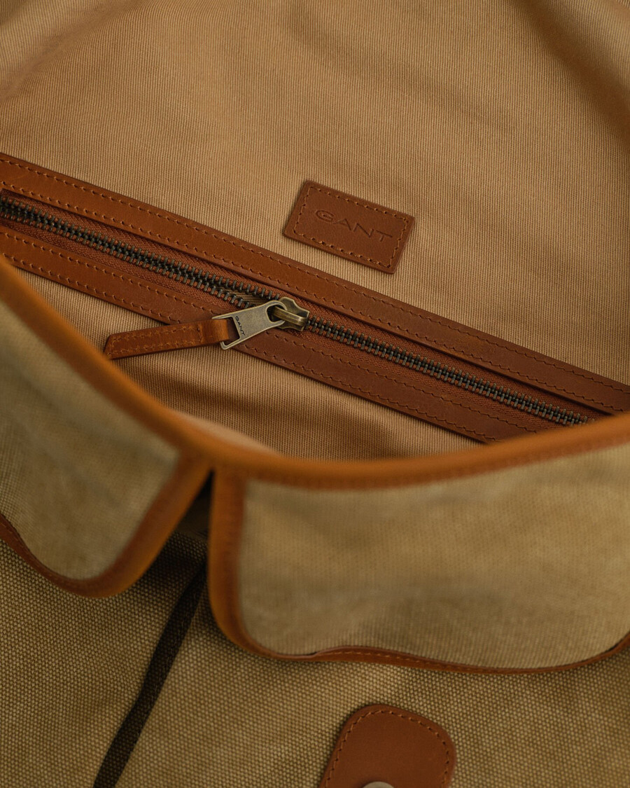 washed canvas fishing bag - peanut butter