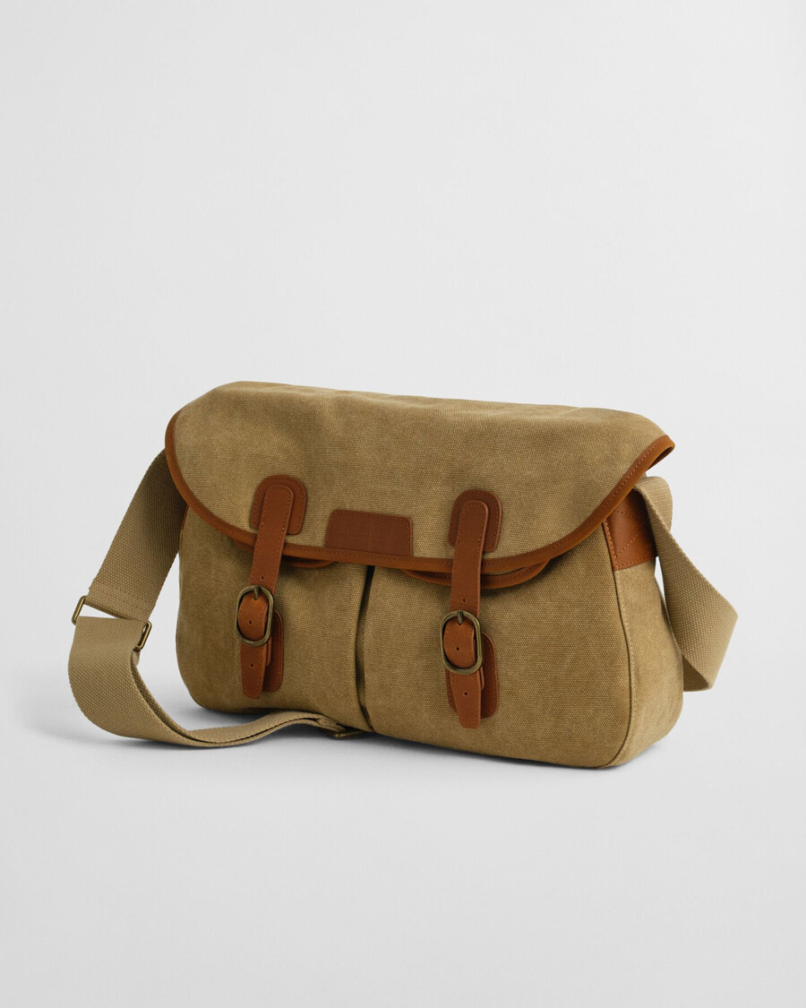 washed canvas fishing bag - peanut butter
