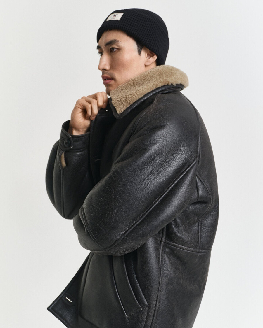 ribbed cotton blend beanie - black