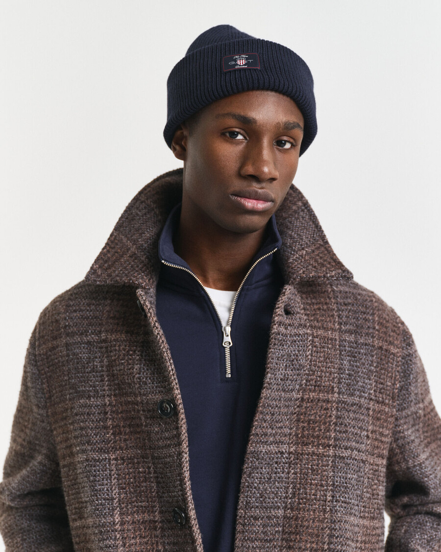 ribbed cotton blend beanie - evening blue