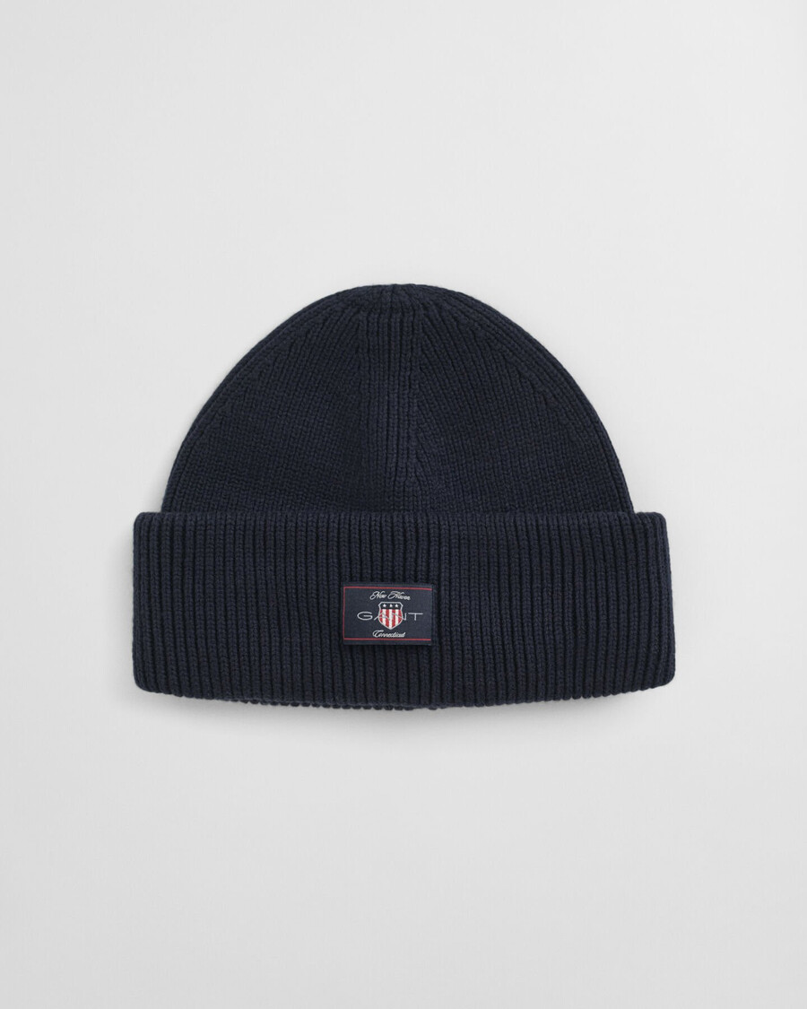 ribbed cotton blend beanie - evening blue