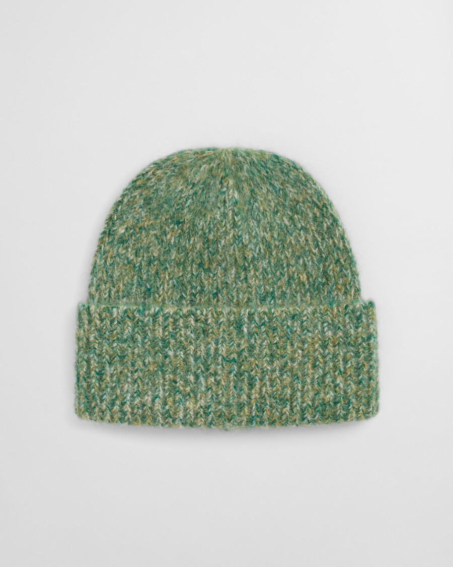 ribbed alpaca wool blend beanie - forest green