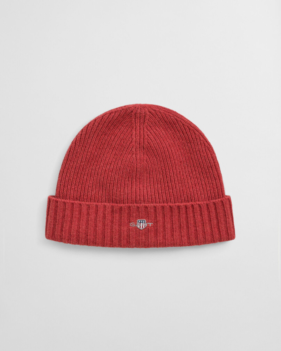 shield wool beanie - modern rust