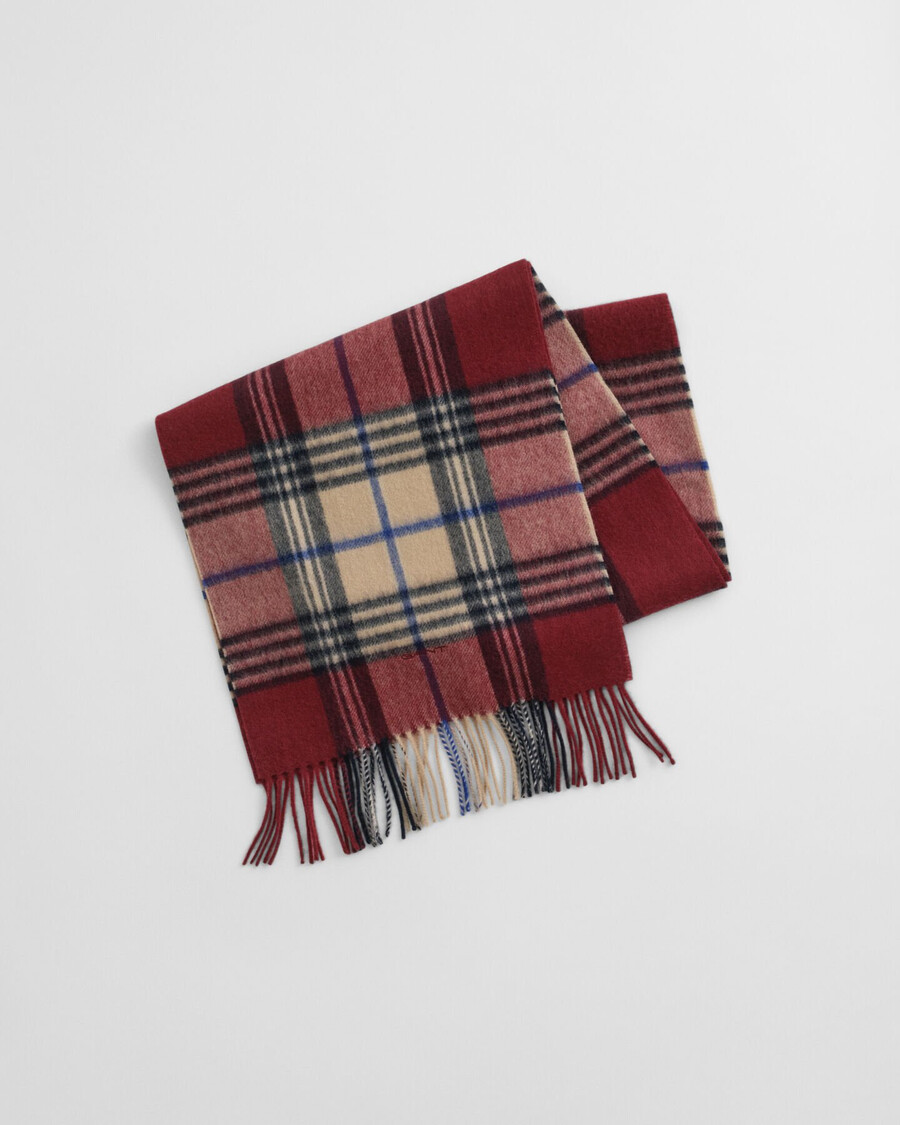 checked wool scarf - plumped red