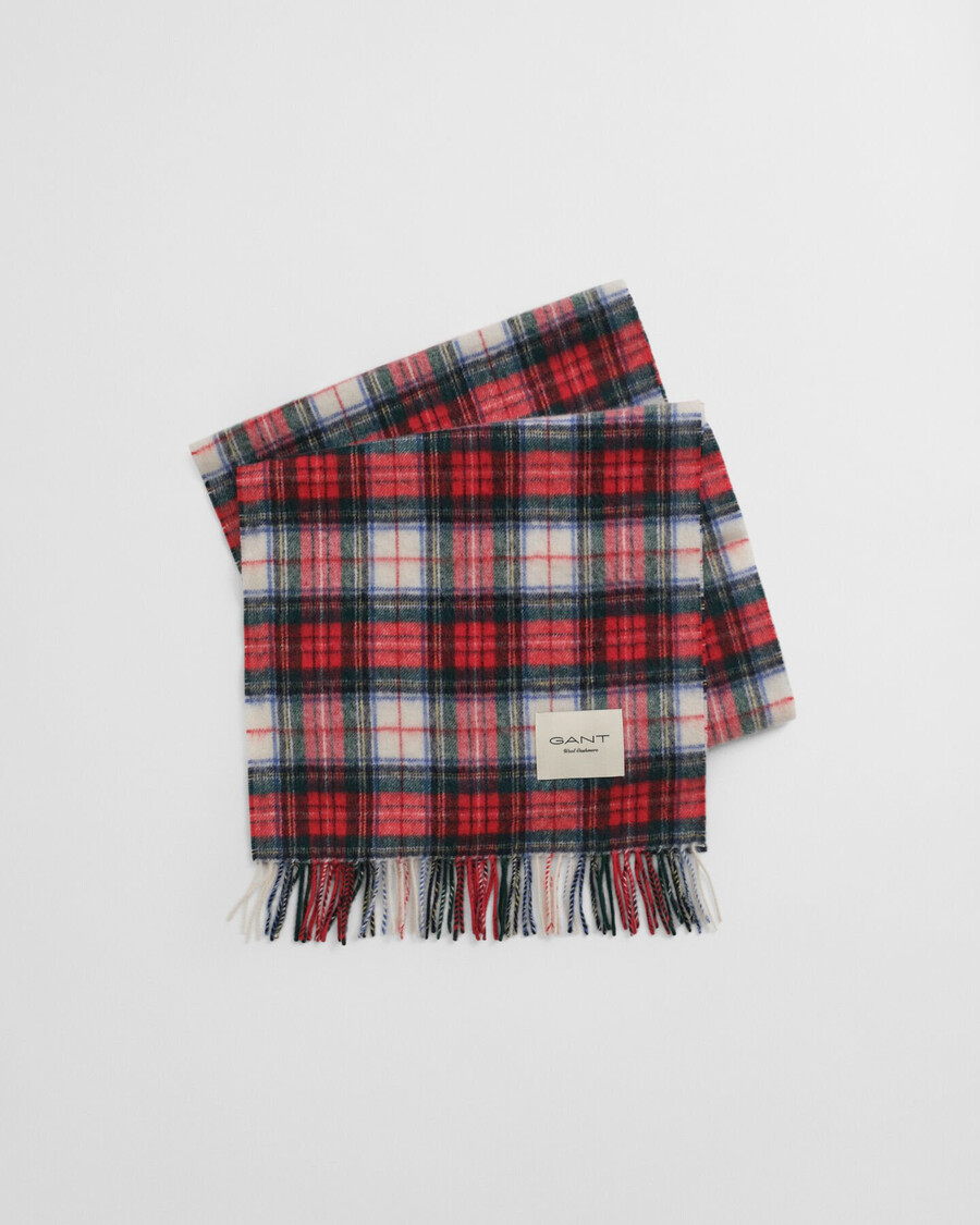 tartan cashmere blend scarf - ruby red