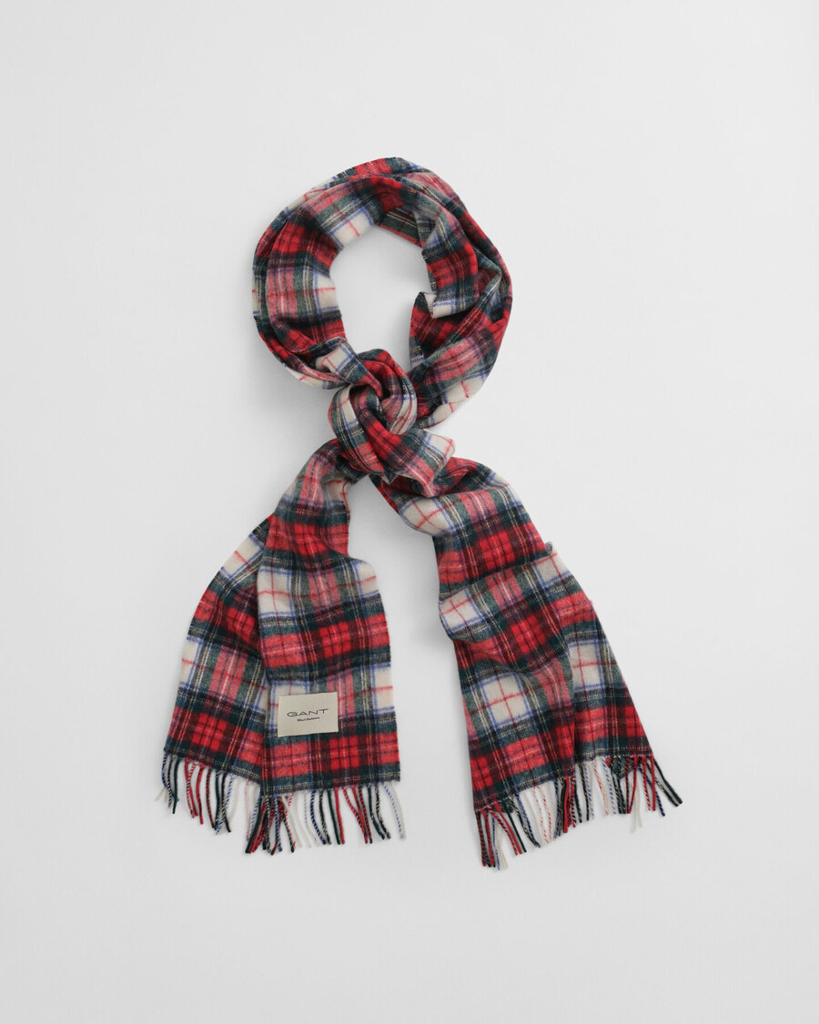tartan cashmere blend scarf - ruby red