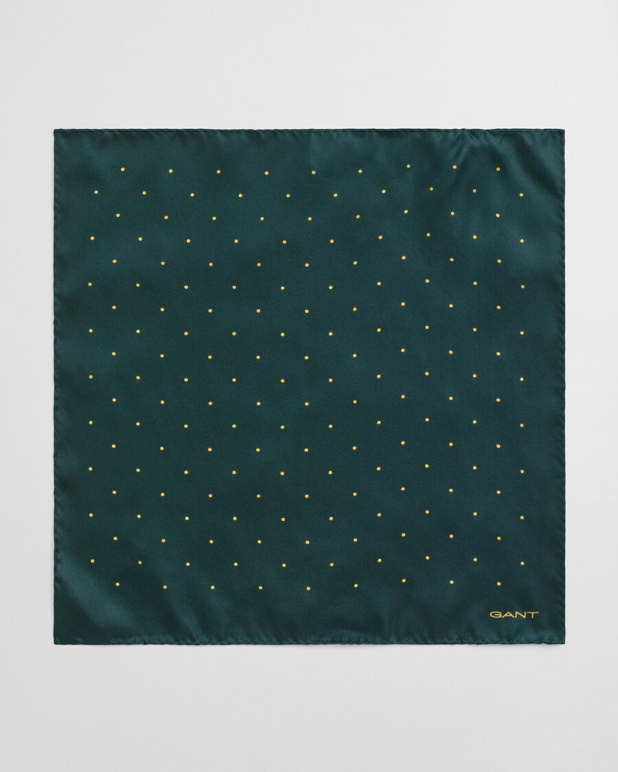 dot print pocket square - tartan green