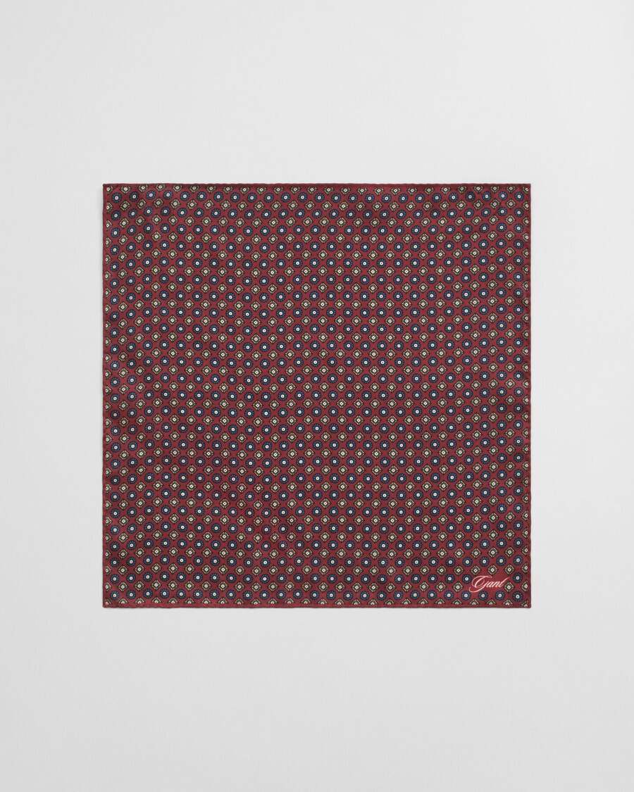 foulard print pocket square - plumped red