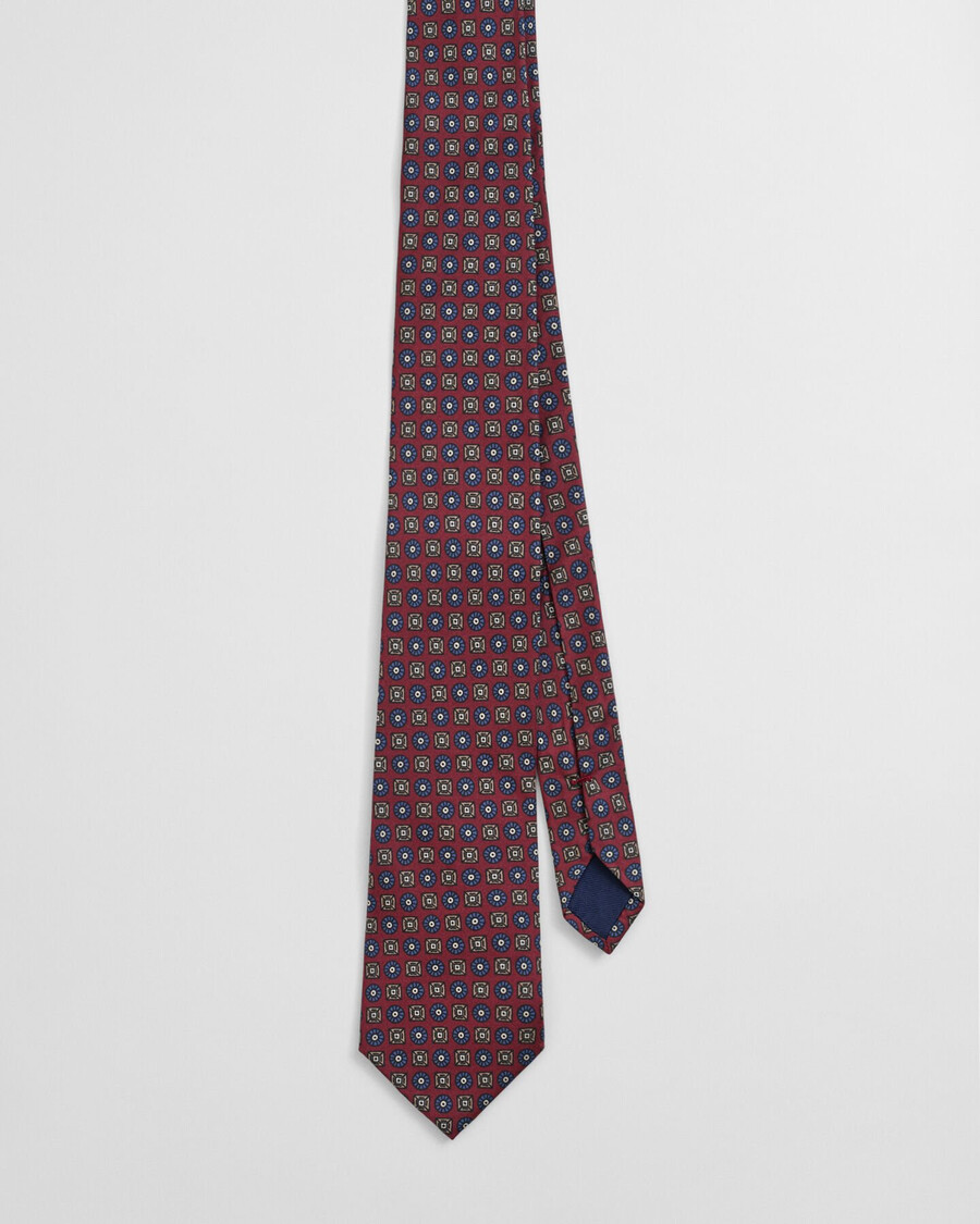 foulard print tie - plumped red