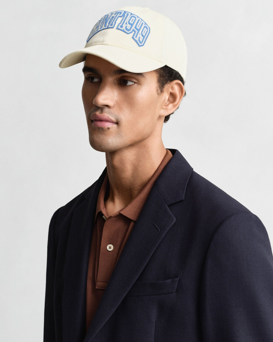 graphic cotton twill cap - cream