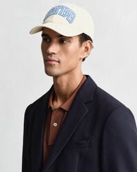 graphic cotton twill cap - cream