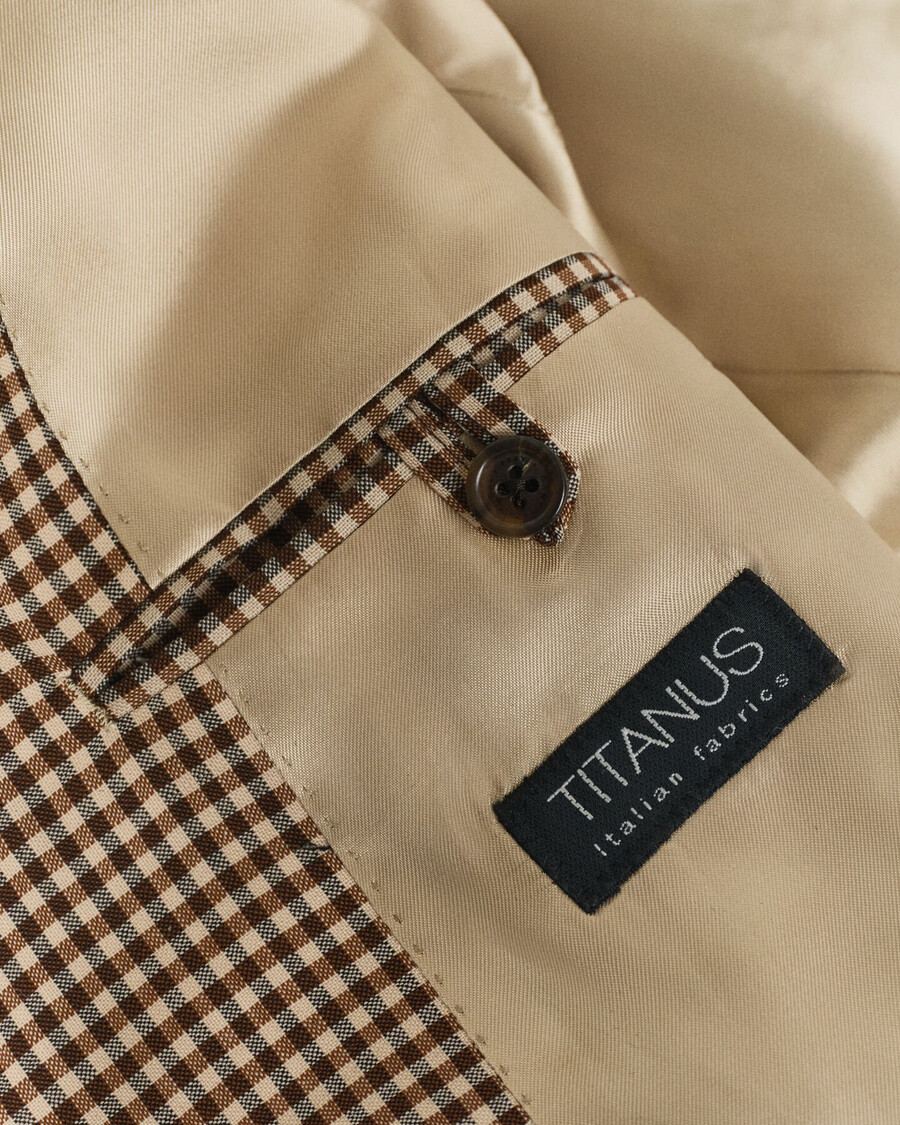 relaxed fit gingham checked blazer - chocolate brown