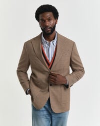 relaxed fit gingham checked blazer - chocolate brown