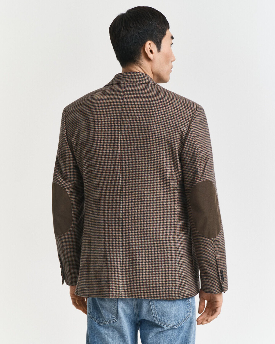 slim fit houndstooth check blazer - light taupe