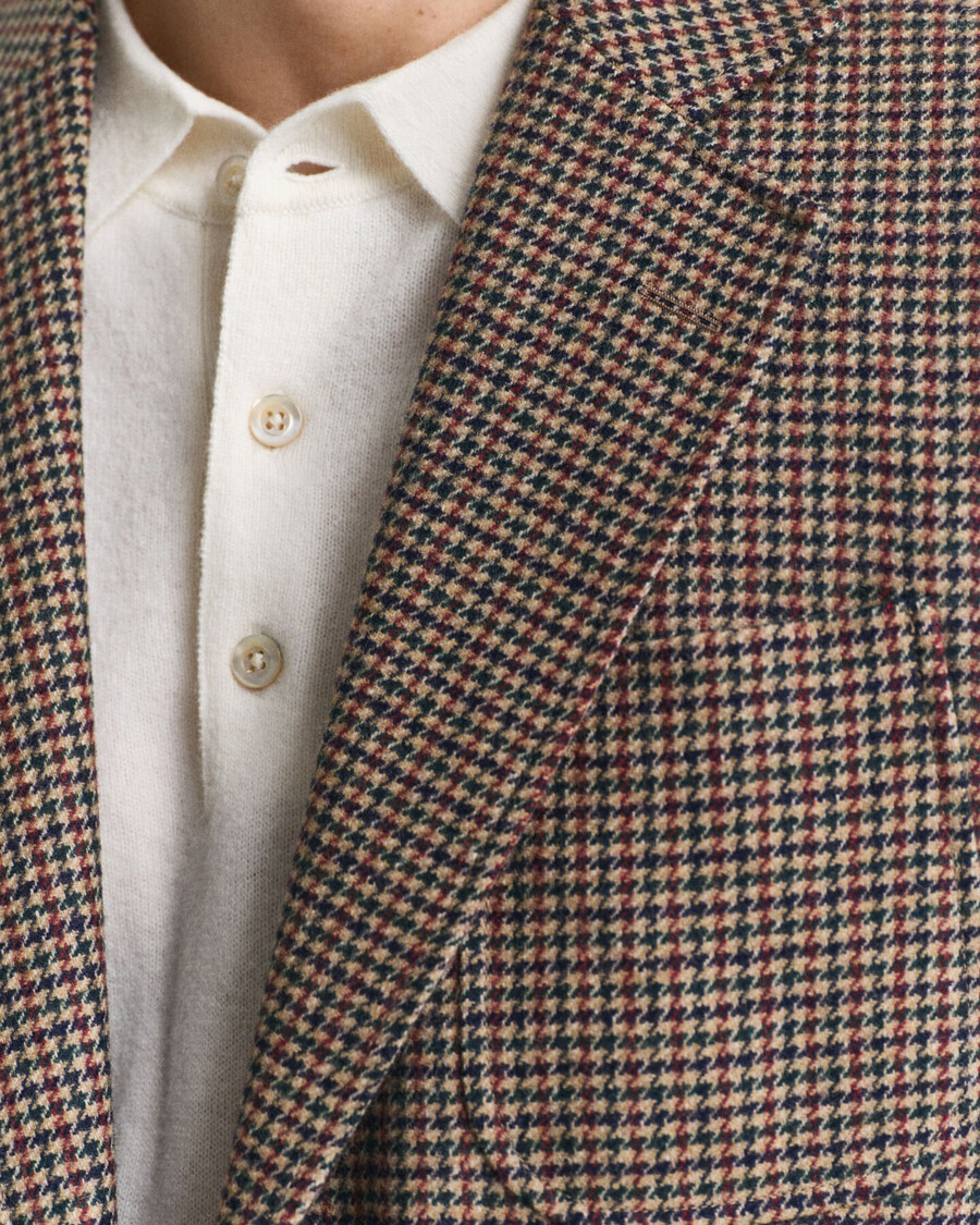slim fit houndstooth check blazer - light taupe