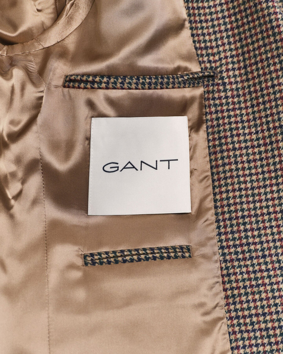 slim fit houndstooth check blazer - light taupe