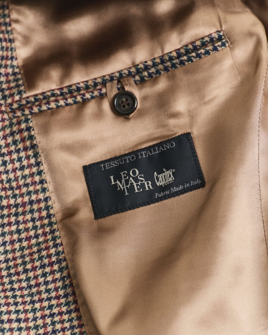 slim fit houndstooth check blazer - light taupe