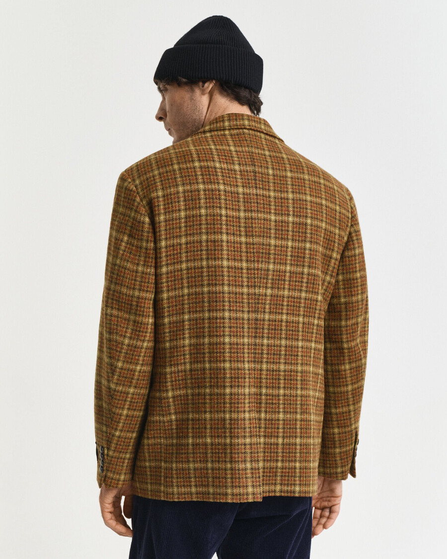relaxed fit checked tweed blazer - peanut butter