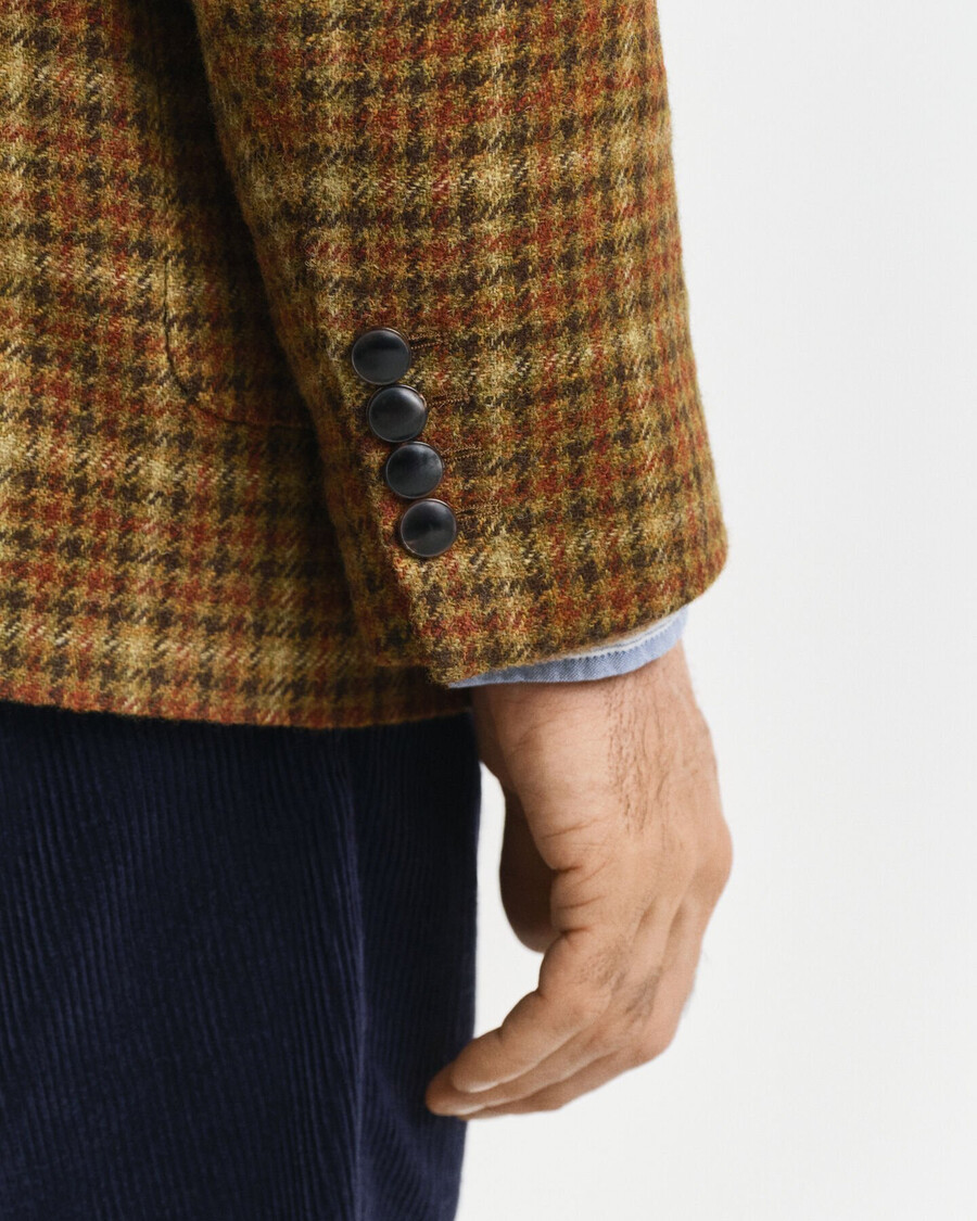 relaxed fit checked tweed blazer - peanut butter