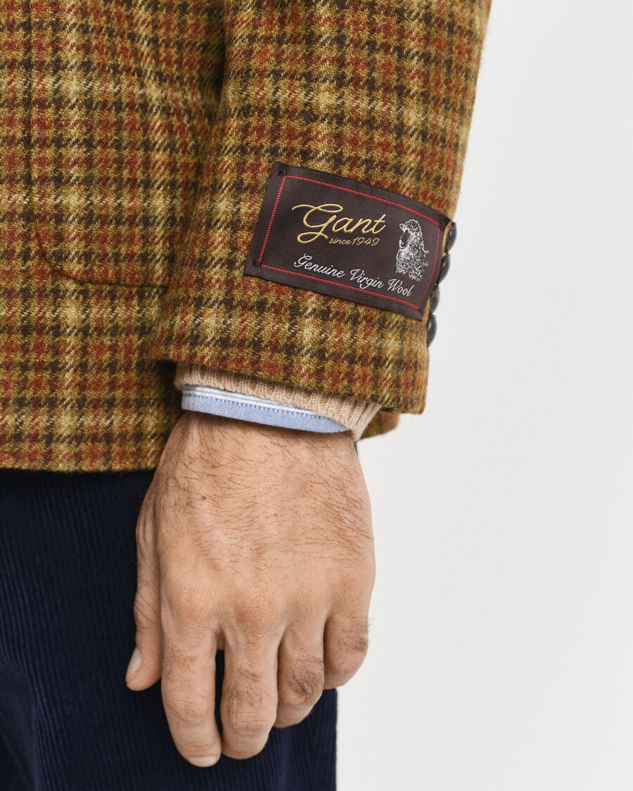 relaxed fit checked tweed blazer - peanut butter