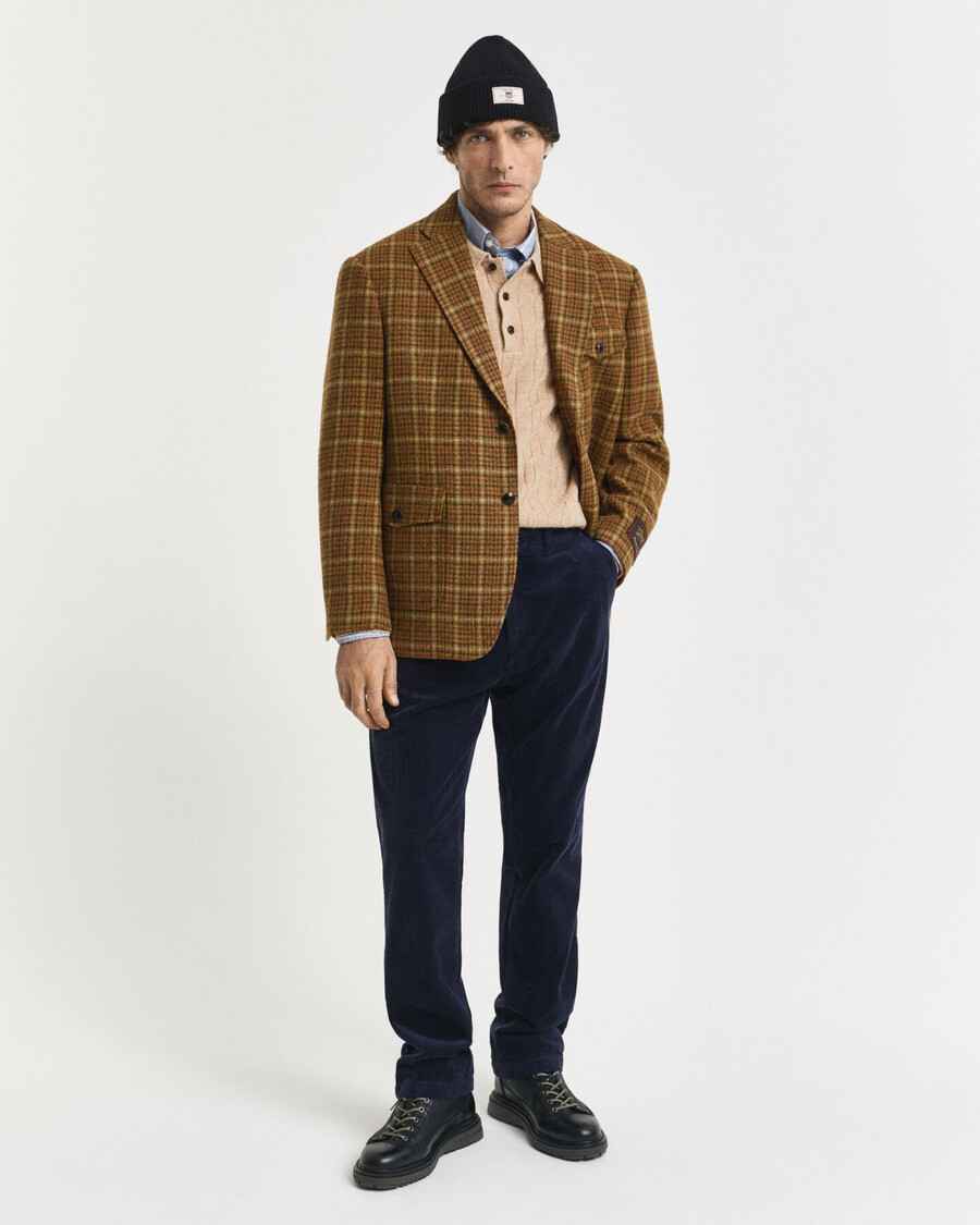 relaxed fit checked tweed blazer - peanut butter