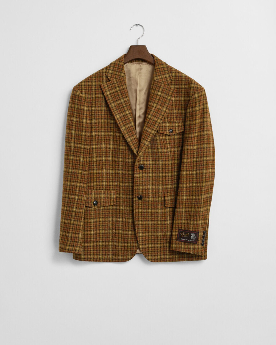 relaxed fit checked tweed blazer - peanut butter