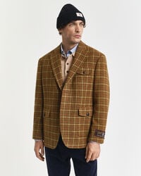 relaxed fit checked tweed blazer - peanut butter