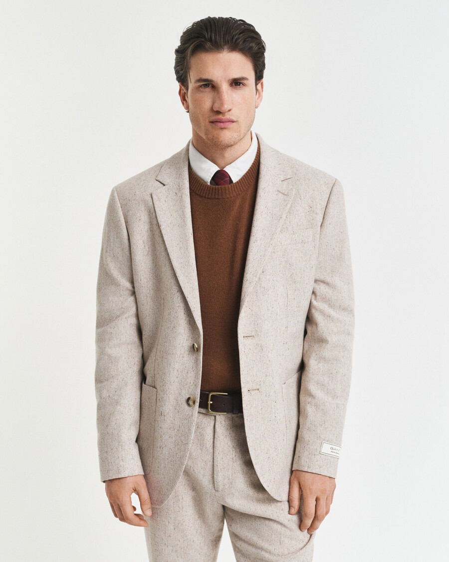 slim fit donegal suit jacket - seed melange
