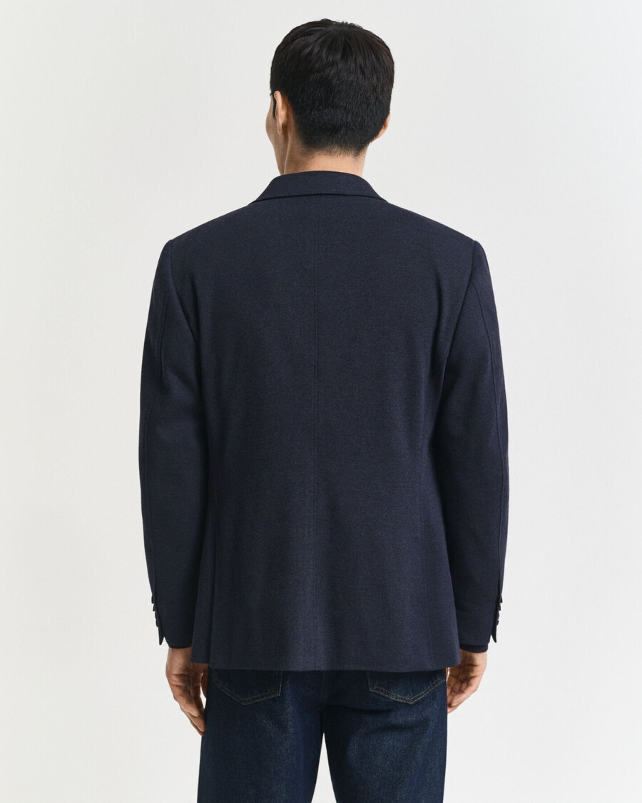 slim fit twotoned jersey piqué blazer - dark indigo melange