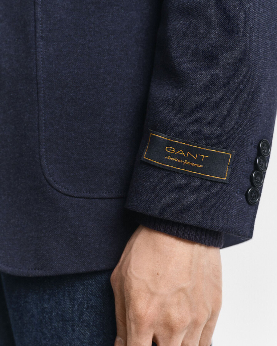 slim fit twotoned jersey piqué blazer - dark indigo melange