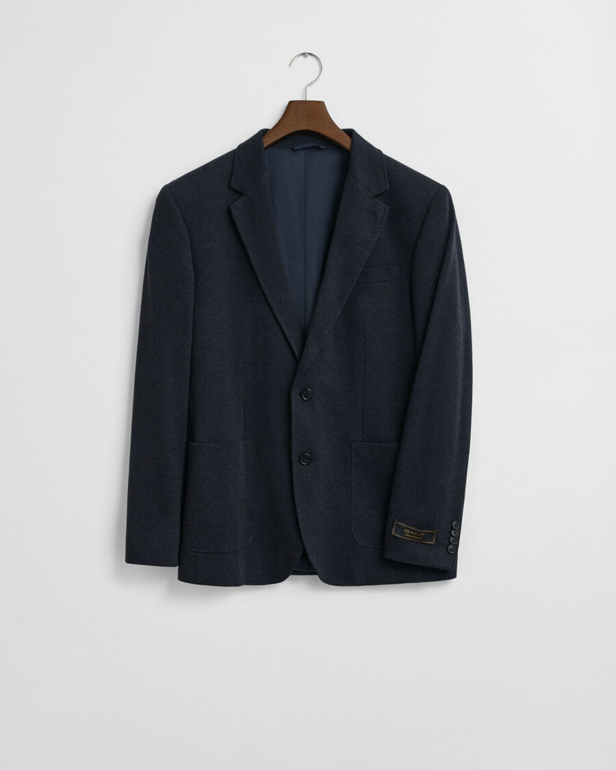 slim fit twotoned jersey piqué blazer - dark indigo melange