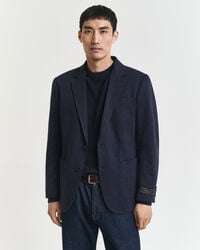 slim fit twotoned jersey piqué blazer - dark indigo melange