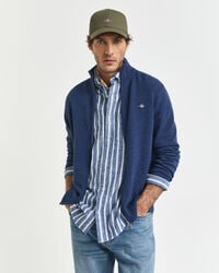 casual cotton zip cardigan - dk jeansblue melange