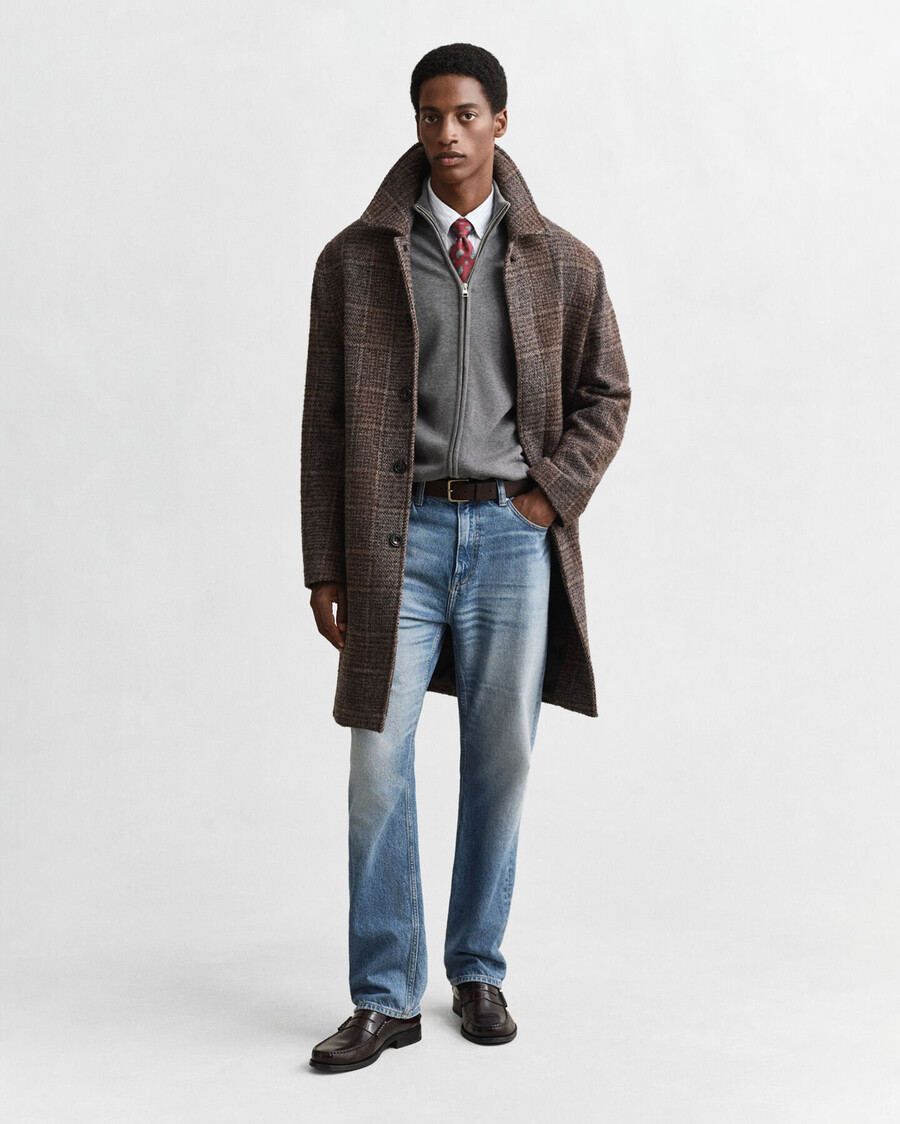 casual cotton zip cardigan - dark grey melange
