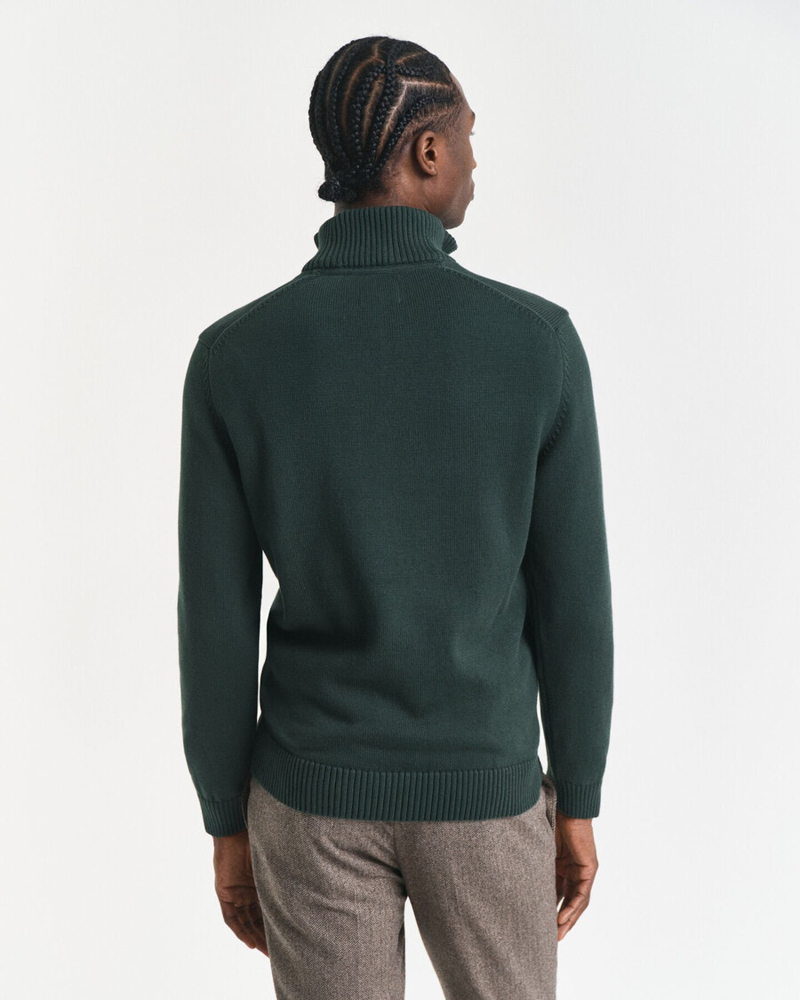 casual cotton halfzip sweater - tartan green