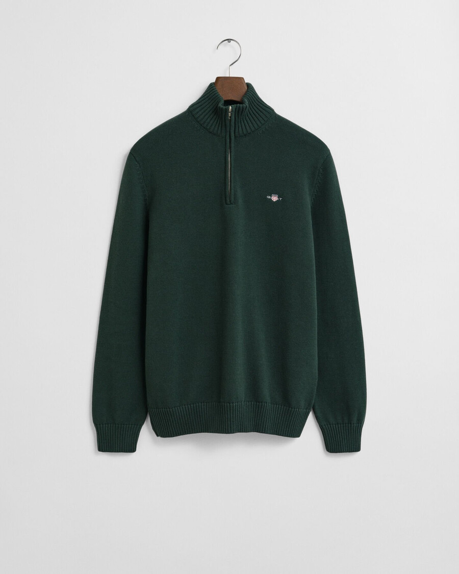 casual cotton halfzip sweater - tartan green