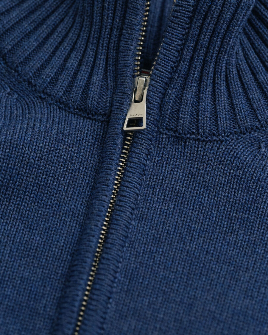 casual cotton halfzip sweater - dk jeansblue melange